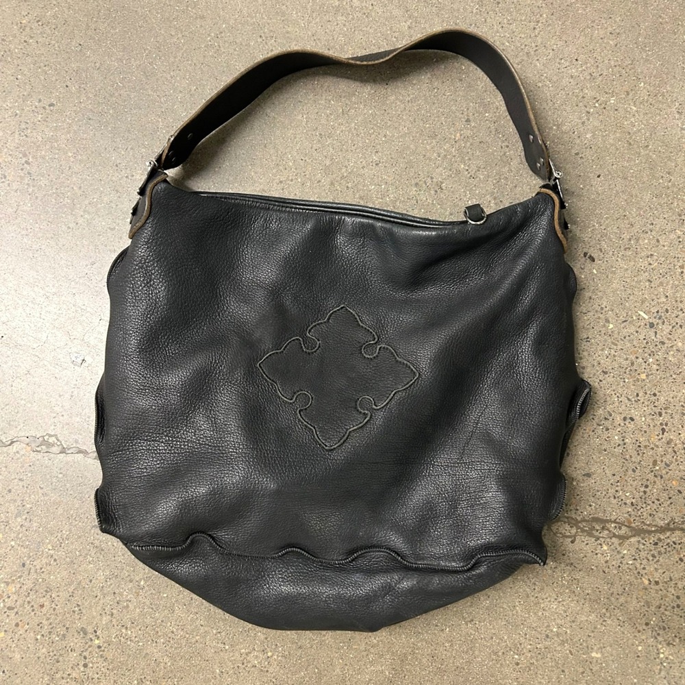 Y2K Gothic Black Cross Tylie Malibu Faux Leather Black Purse Shoulder Bag